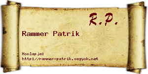 Rammer Patrik névjegykártya